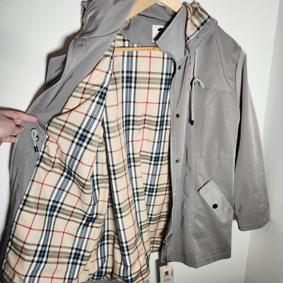 Women's Long Hooded Anorak Style Windbreaker Jacket Outdoor Raincoat Saphirose - Picture 7 of 15